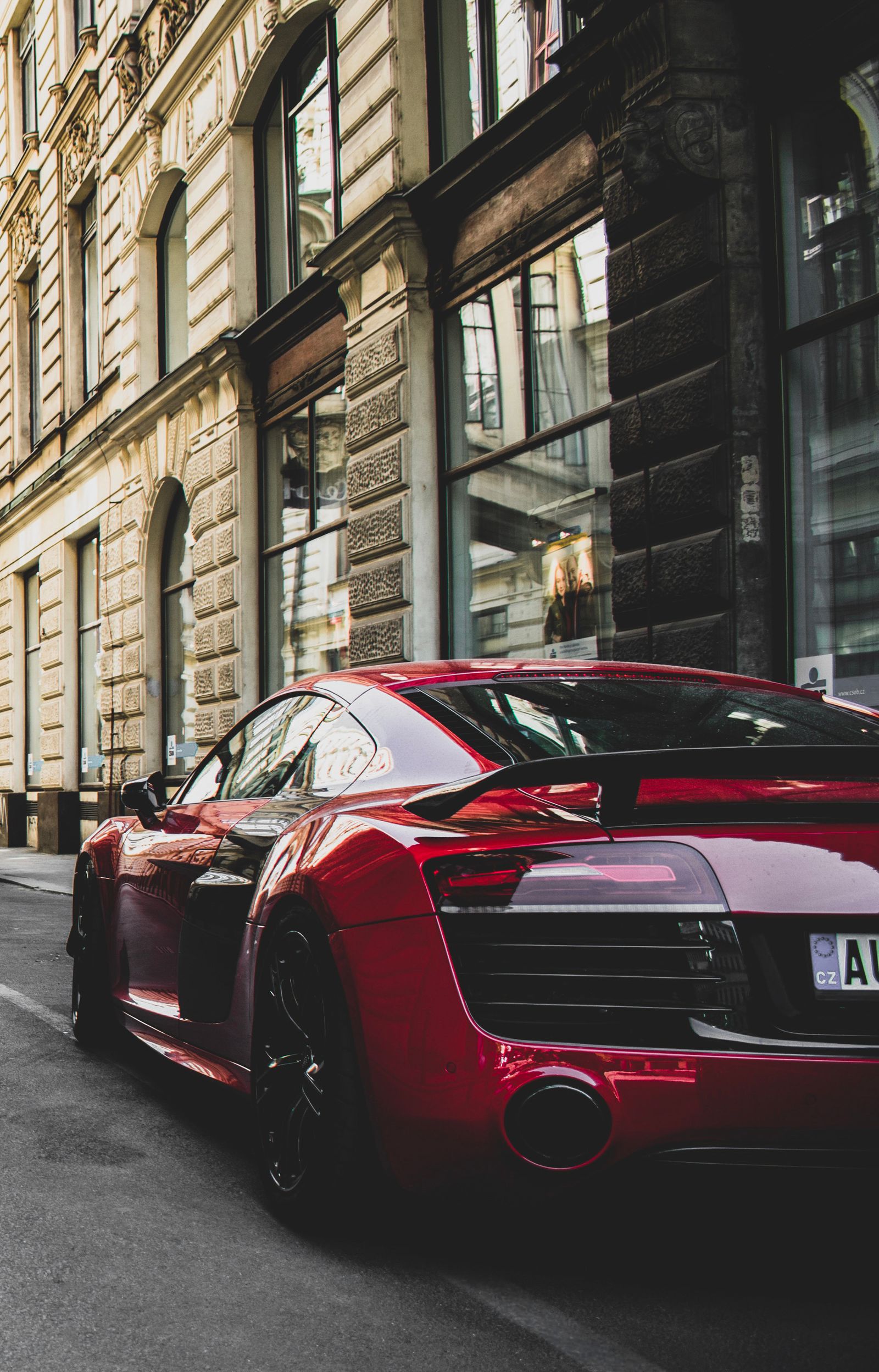 Red sports car, performance vehicle coverage